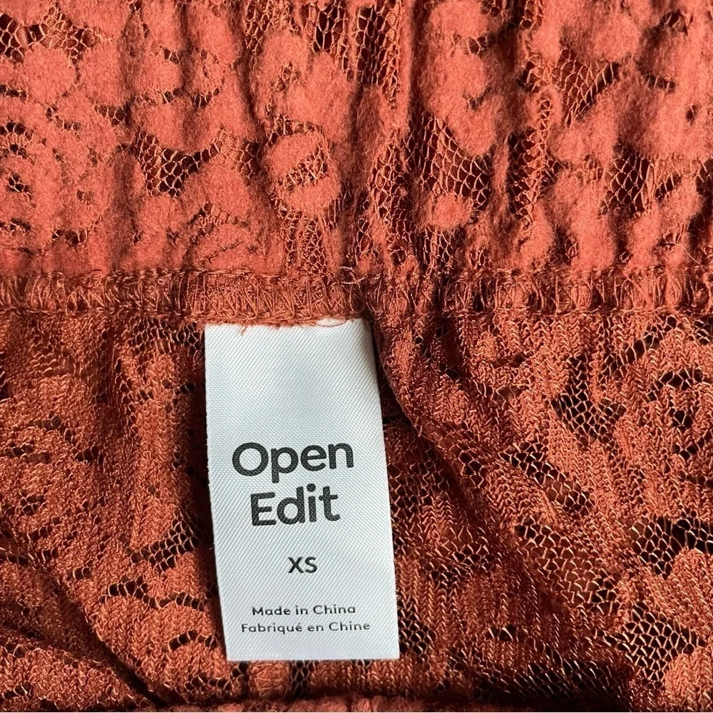 New! Open Edit lace wide leg rust color palazzo pants nwot  30636_8